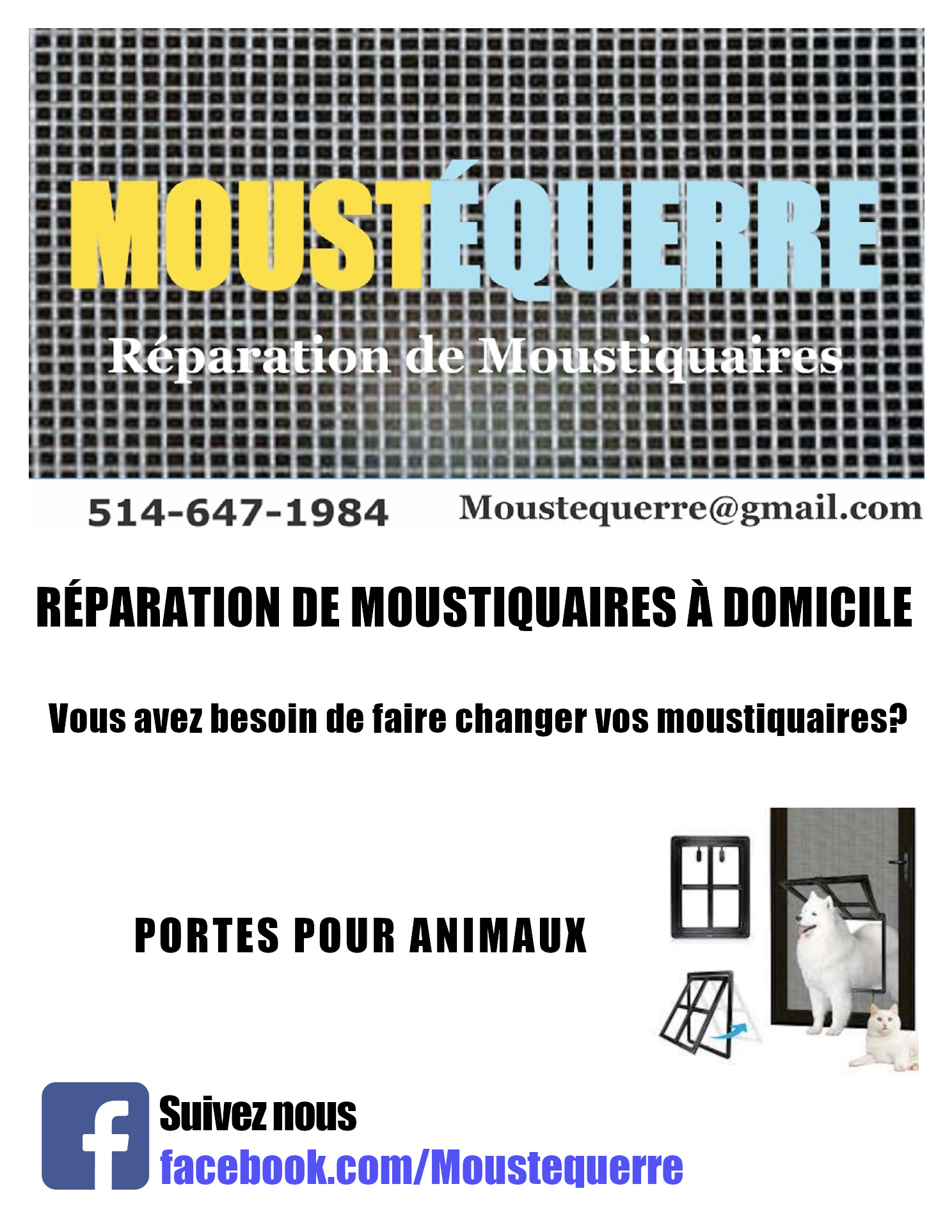 RÉPARATION DE MOUSTIQUAIRES À DOMICILE ( LAVAL & RIVE NORD )
