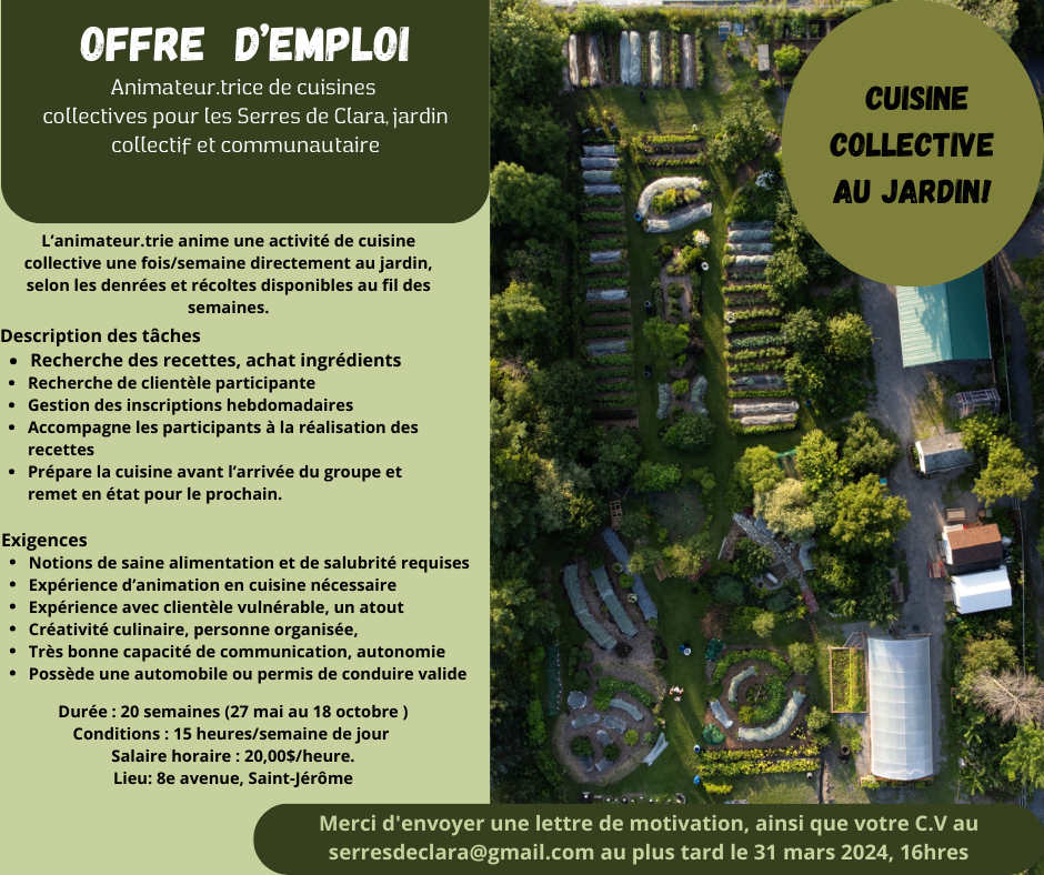 Animateur/trice de cuisine collective