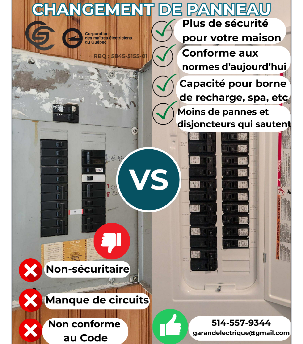 Changement de panneau électrique / électricien