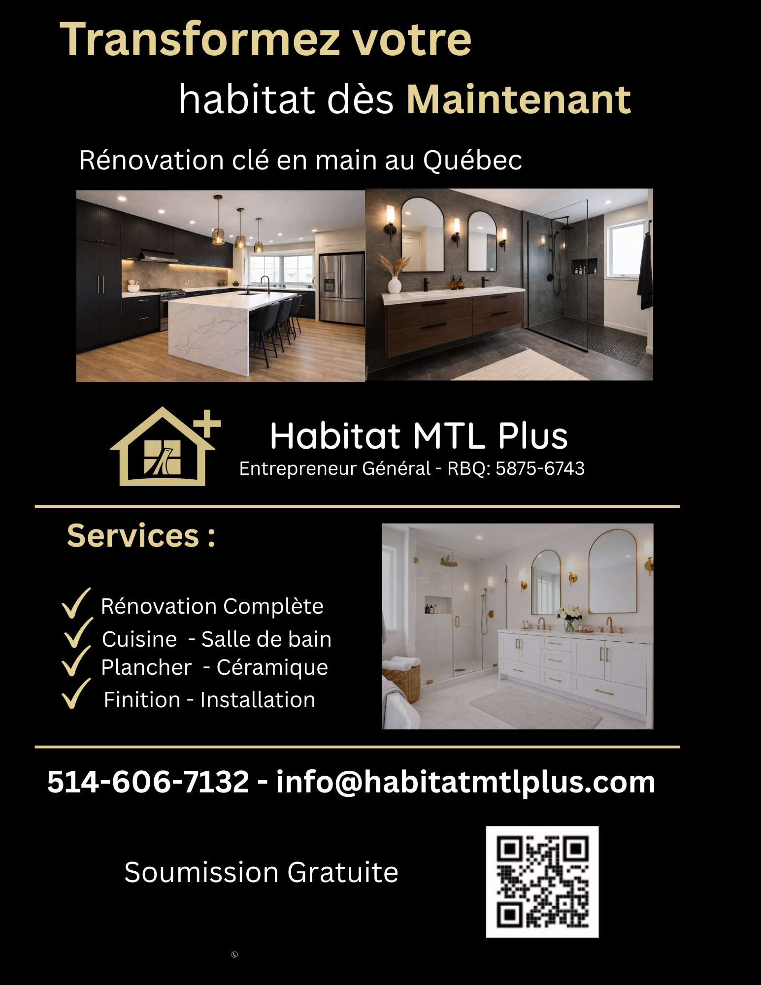 Entrepreneur Général avec Licences RBQ et Assurances